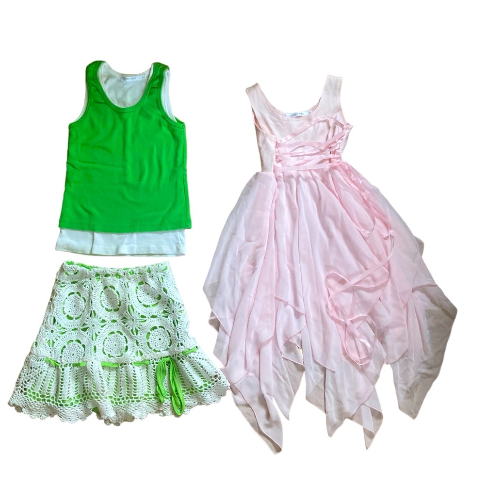 Sister Sam Girls Lot of 3 Pieces USA Dress , 2 Piece Skirt Set